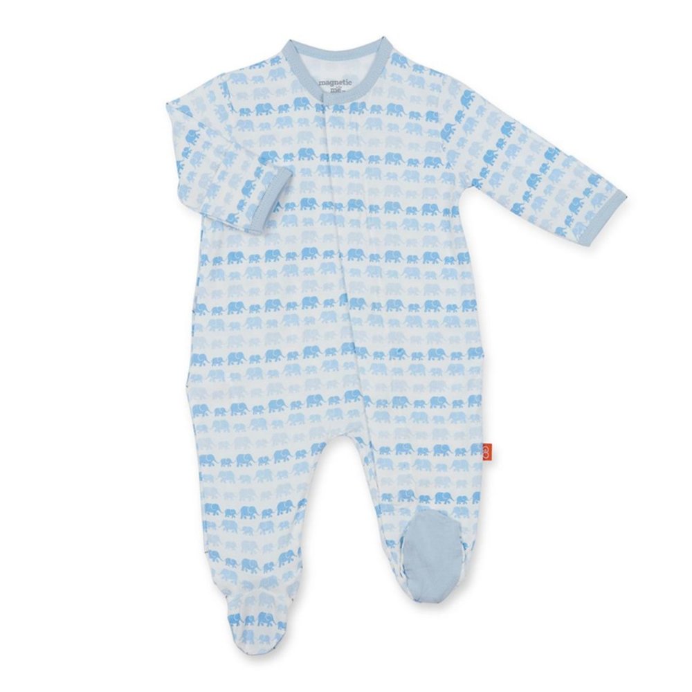 Dancing Elephants Modal Footie in Blue